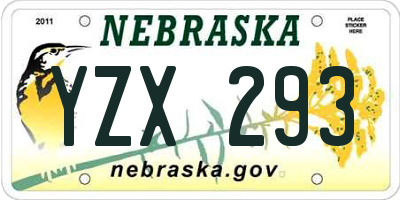 NE license plate YZX293