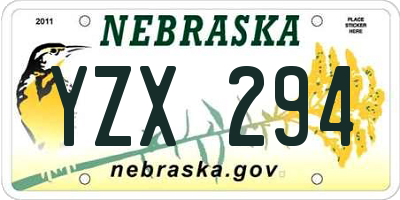 NE license plate YZX294