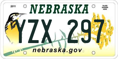 NE license plate YZX297