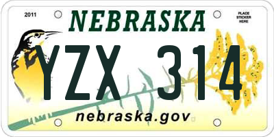 NE license plate YZX314