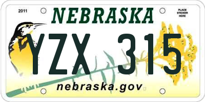 NE license plate YZX315