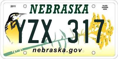 NE license plate YZX317