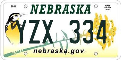 NE license plate YZX334