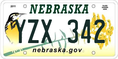NE license plate YZX342