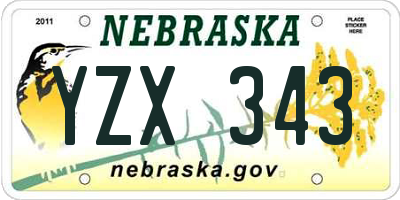 NE license plate YZX343