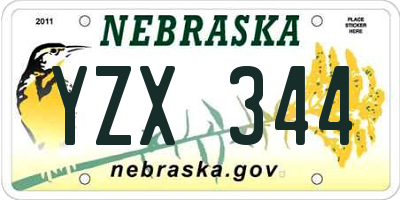 NE license plate YZX344