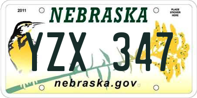 NE license plate YZX347