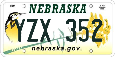 NE license plate YZX352