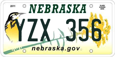 NE license plate YZX356