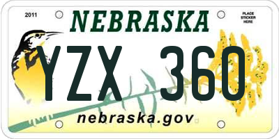 NE license plate YZX360