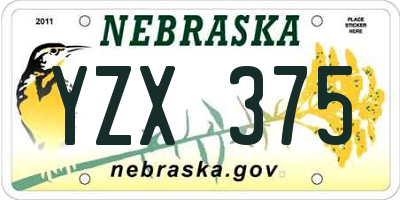 NE license plate YZX375