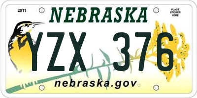 NE license plate YZX376