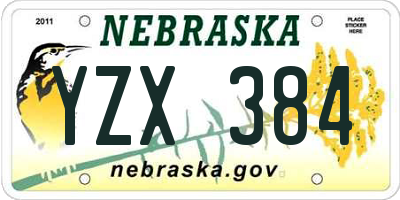 NE license plate YZX384
