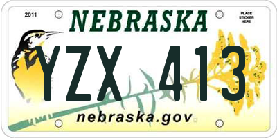 NE license plate YZX413