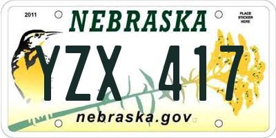 NE license plate YZX417