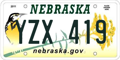 NE license plate YZX419
