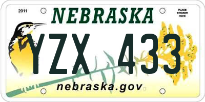 NE license plate YZX433