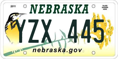 NE license plate YZX445