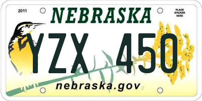 NE license plate YZX450