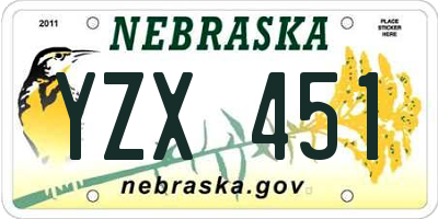 NE license plate YZX451