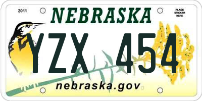 NE license plate YZX454