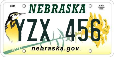 NE license plate YZX456