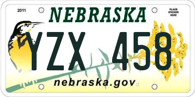NE license plate YZX458