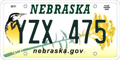 NE license plate YZX475