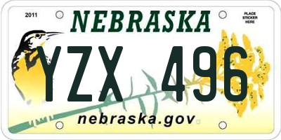 NE license plate YZX496