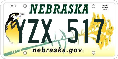 NE license plate YZX517