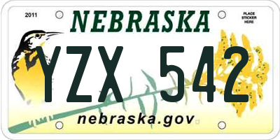 NE license plate YZX542