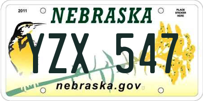NE license plate YZX547