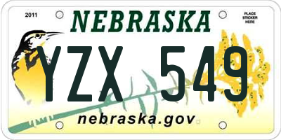 NE license plate YZX549