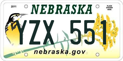NE license plate YZX551