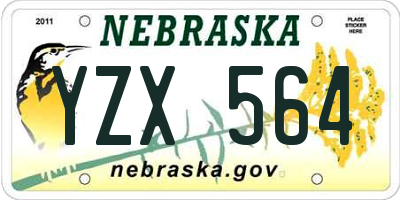 NE license plate YZX564