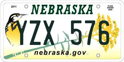 NE license plate YZX576