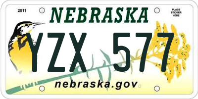 NE license plate YZX577