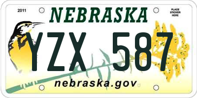 NE license plate YZX587
