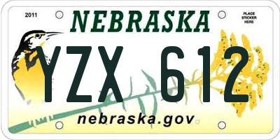 NE license plate YZX612