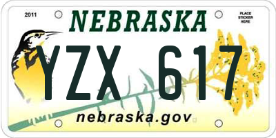 NE license plate YZX617