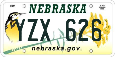 NE license plate YZX626