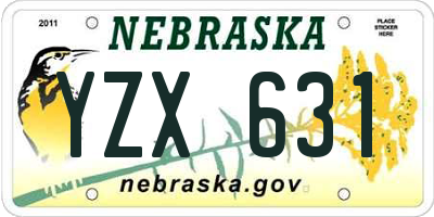 NE license plate YZX631