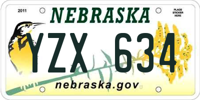 NE license plate YZX634