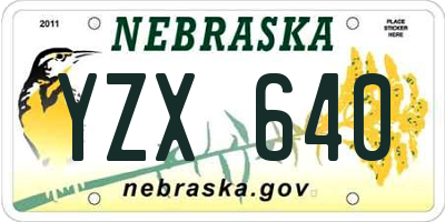 NE license plate YZX640