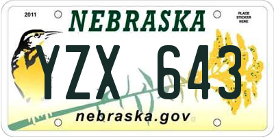 NE license plate YZX643