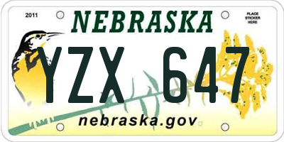 NE license plate YZX647
