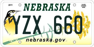 NE license plate YZX660