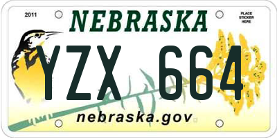 NE license plate YZX664