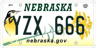 NE license plate YZX666