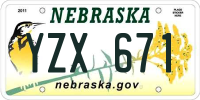 NE license plate YZX671